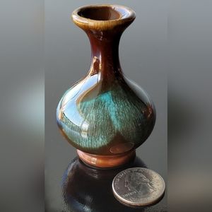 3" Tall Drip Glaze Ceramic Brown & Blue Mini Vase ONLY FOR SALE IN BUNDLE of 2